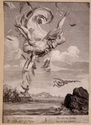 De val van Icarus - Gravure door Picart, Bernard (1673-1733)