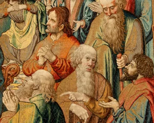 Vlaams wandtapijt. Passie van Jezus (Passie van Christus of Passie van de Heer, Pinksteren). Nationaal Erfgoed, inventarisnummer 10005817.