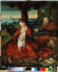 "Rust tijdens de vlucht naar Egypte" Schilderij van Bernard van Orley