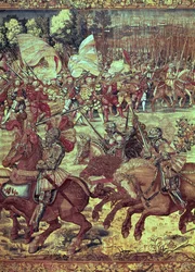 De Slag bij Pavia, 24 februari 1525, tapijtdetail uit 1567