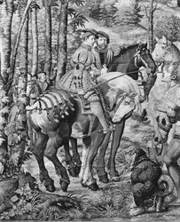 De jachten van Maximiliaan, Leo, De hertenjacht, het rapport, Gobelins Fabriek (tapijt)