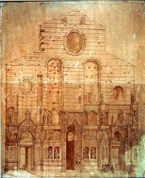 Gevel van de kathedraal (duomo) van Florence. Tekening in pen en bloed door Bernardino Poccetti (Bernardino Barbatelli) (1548-1612)
