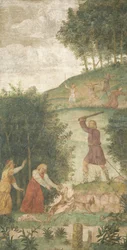 Cephalus gestraft bij de jacht, ca. 1520-1522 (fresco)