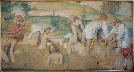Nimfen in bad, c.1514 (losgemaakte fresco op paneel)