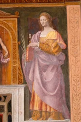 Sint-Lucia, fresco van Bernardino Luini in de kerk van Sint-Mauritius bij het Maggiore-klooster, Milaan, Lombardije, Italië