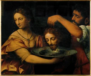 Salome ontvangt het hoofd van de heilige Johannes Baptist (schilderij op doek)
