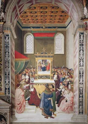 Enea Silvio Piccolomini ontvangt kardinaalshoed van Calixtus III (detail)