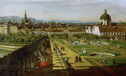 Duits: Wien, vom Belvedere aus gesehen Uitzicht op Wenen vanaf Belvedere