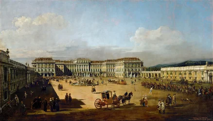 Schönbrunn Paleis gezien vanaf de voorkant, tussen 1758 en 1761