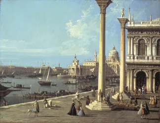 Het Bacino di San Marco en De Kerk van Santa Maria della Salute, Venetië, vanaf de Piazzetta