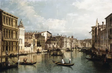 Het Canal Grande, Venetië, kijkend naar het oosten vanaf het Palazzo Flangini naar het Palazzo Venramin Calergi, ca. 1742