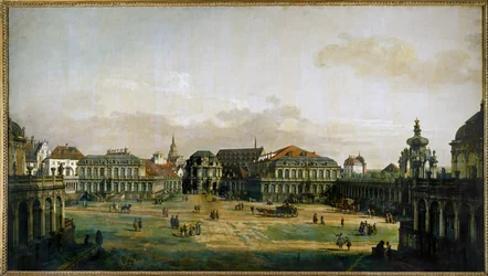 De Zwingerhof in Dresden, Duitsland (olieverf op doek)