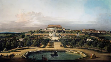 Het keizerlijke kasteel Schlosshof, tuinzijde