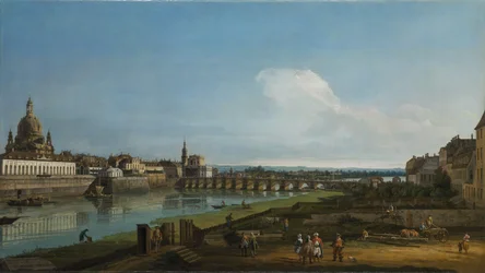 Gezicht op Dresden met de Frauenkirche links, 1747