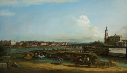 Gezicht op Dresden met de Hofkirche rechts, 1748