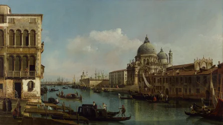 Uitzicht op het Canal Grande: Santa Maria della Salute en de Dogana vanaf Campo Santa Maria Zobenigo, ca. 1743