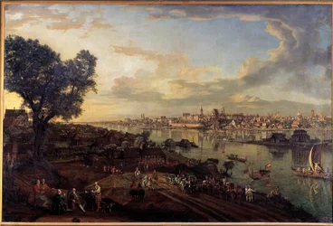 Zicht op de stad Warschau vanuit de voorstad van Praag