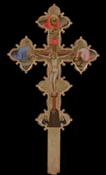 Draagbaar, dubbelzijdig kruis verso, 1335-1340