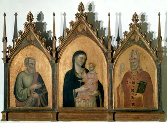 Drieluik van Allerheiligen of Madonna met Kind tussen Sint Mattheüs de Evangelist en Sint Nicolaas van Bari