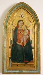 Maagd en kind met schenker, eind jaren 1340 (eitempera met goud op hout)