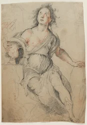 Allegorisch figuur, c.1635 (zwarte krijt met rode krijt)