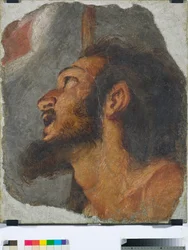 Hoofd van Johannes de Doper (fragment van losgemaakte fresco)