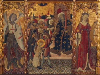 Sint-Michiel en Sint-Catharina, omlijsting van het martelaarschap van Sint-Eulalia van Barcelona