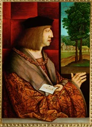 Keizer Maximiliaan I (schilderij op lindehout)