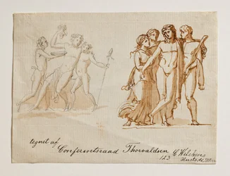 Bacchus en twee Faunen. Bacchus, Hercules en twee Vrouwen