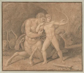 Chiron leert Achilles boogschieten