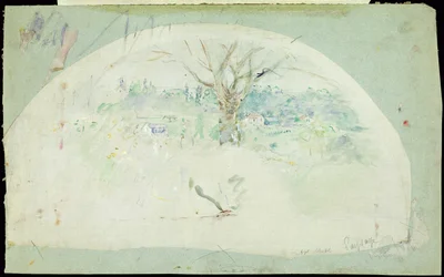 Waaier met afbeelding van Bougival, 1884