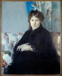 Portret van Madame Edma Pontillon, geboren Morisot, zus van de kunstenaar. Schilderij door Berthe Morisot
