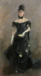Vrouw in het Zwart of Voor het Theater, 1875