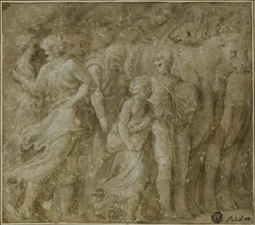 Processie van figuren en ossen