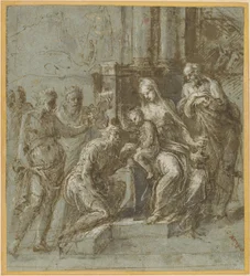 De aanbidding van de Wijzen, c.1525 (pen en inkt)