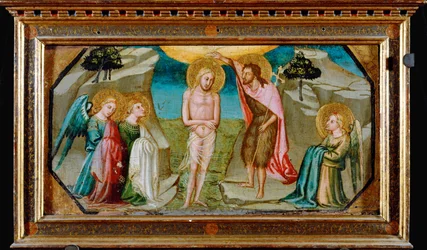 De doop van Christus met engelen (schilderij op doek)