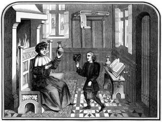 Binnen in het huis van de arts, 15e eeuw 1849