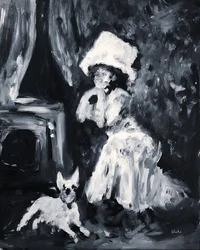 Dame en hond poseren, ca.2019