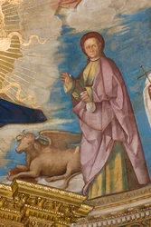 Apsis, Catino Apsis, Pantocrator tussen Heiligen Marcellino, Imerio, Omobono, Peter Exorcist (detail St. Omobono)