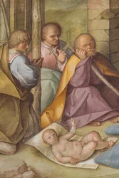 Centrale Schip, Vierde Noord Span, Aanbidding van de Herders, Boccaccio Boccaccino 1516-17, Detail