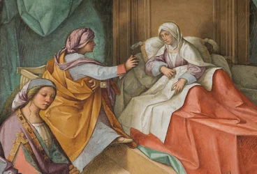 Centrale Schip, Tweede Noord Span, Geboorte van de Maagd, Boccaccio Boccaccino 1514-15, Detail