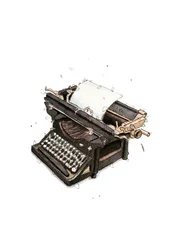 Schets van een vintage typemachine