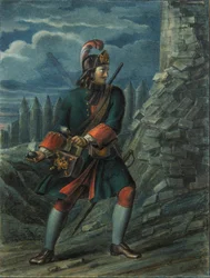 Grenadier van het Preobrazhensky Regiment in 1712, eind 1830s