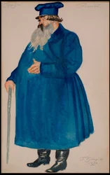Koopman Dikoy. Kostuumontwerp voor het toneelstuk De Storm door A. Ostrovsky, 1920
