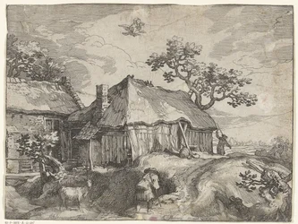 Landschap met boerderij en roof van Ganymedes