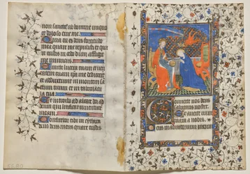 Dubbelblad uit een getijdenboek: Kroning van de Maagd (recto)