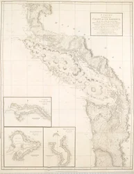 Een Kaart die een Deel van de Kust van Noordwest-Amerika toont