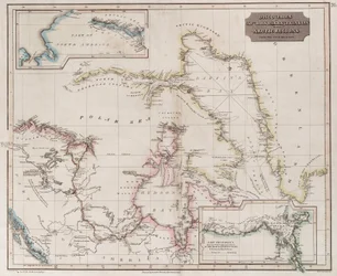 Kaart met ontdekkingen van Ross, Parry en Franklin in het Noordpoolgebied tijdens 1818-1827, c.1830