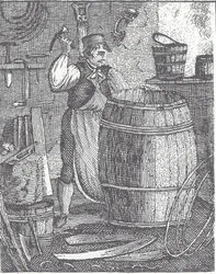 Kuiper maakt een vat (gravure)