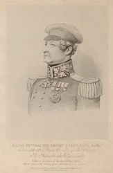 Generaal-majoor Sir Robert Sale GCB [en] kolonel van het 13e regiment lichte infanterie van Prins Albert De verdediger van Jellalbad (litho)